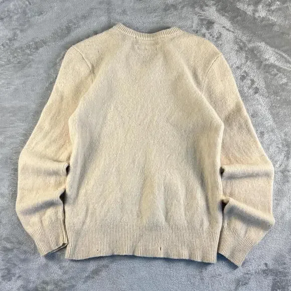 Vintage Polo Ralph Lauren Cream 100% Lambswool V-neck Pullover Sweater - Picture 2 of 7